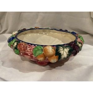 Japanese Majolica Fruit Bowl Centerpiece Vintage